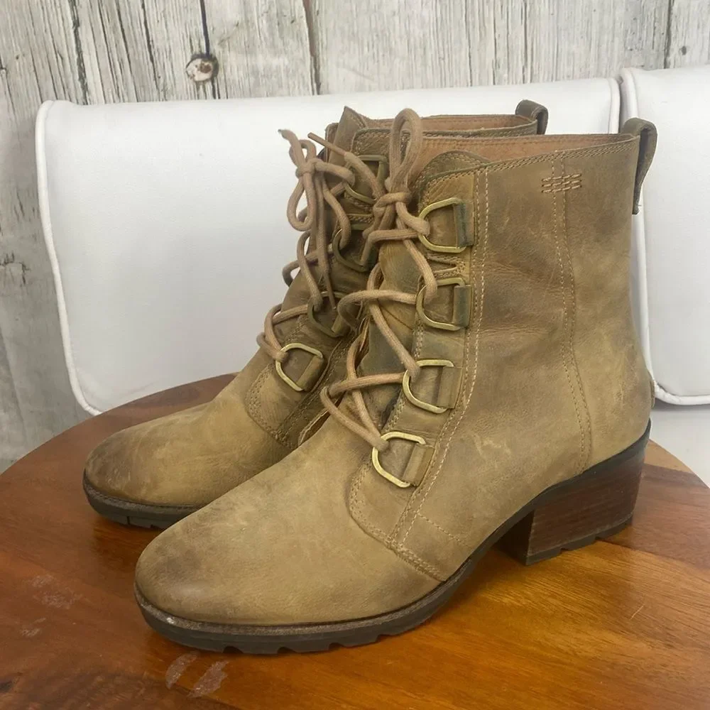 Sorel Cate Waterproof Leather Combat Boot Size 11